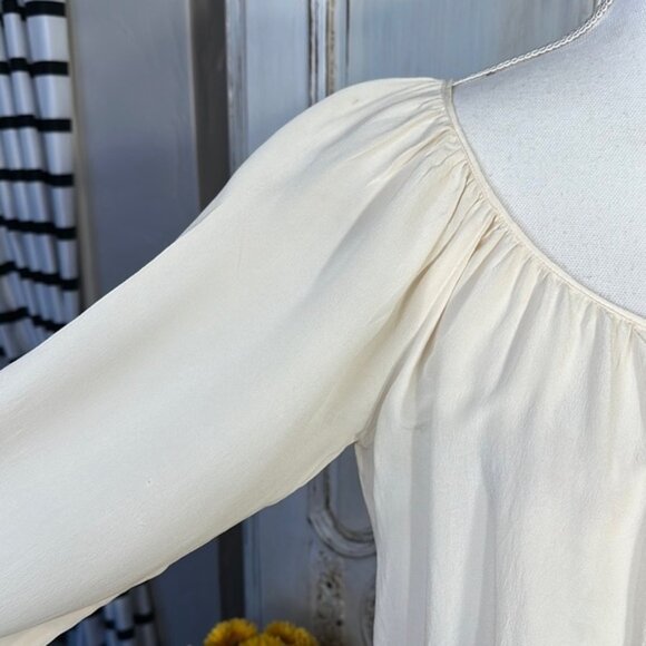 Karen Kane 100% Silk Elegant Cream Ruffle Long Sleeve Blouse - Picture 5 of 9
